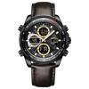 Aurora Crest - BLACK BEZEL - DARK BROWN STRAP