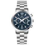 Branded wrist watch for men in pakistan. A stainless steel Tzumiyama watch with a silver dial, chronograph features, and a stainless steel band.