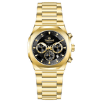 A gold-toned watch with a stainless steel band and a chronograph movement. It features a sophisticated design with a clear dial and a date display. Discover timezone watches: elegant branded wrist watches for men in pakistan