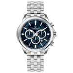 A stainless steel Timezone watch with a silver dial, featuring a date display and a textured band. Discover timezone watches: elegant branded wrist watches for men in pakistan.