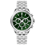 A stainless steel timezone watch with a silver dial, featuring a date display. Discover timezone watches: elegant branded wrist watches for men in pakistan.