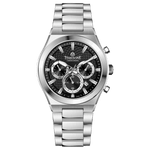 Branded wrist watch for men in pakistan. A silver-colored stainless steel watch with a chronograph dial and a bracelet strap.