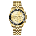 A gold-toned stainless steel Timezone watch with a chronograph function, a stainless steel band. A branded Timezone Watches stainless steel watch with a golden dial, gold hands and a date display. Discover timezone watches: elegant branded wrist watch for men in pakistan.