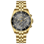 A gold-toned stainless steel Timezone watch with a chronograph function, a stainless steel band. A branded Timezone Watches stainless steel watch with a silver dial, gold hands and a date display. Discover timezone watches: elegant branded wrist watch for men in pakistan.