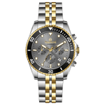 A TIMEZONE branded watch with a stainless steel band and a silver dial featuring black accents and gold accents. The watch has a chronograph function and a date display. A branded Timezone Watches stainless steel watch with a silver dial, rose gold hands and a date display. Discover timezone watches: elegant branded wrist watch for men in pakistan.