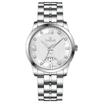 A silver stainless steel timezone watch with a round dial, stainless steel band, and a date display. Discover timezone watches: elegant branded wrist watches for men in pakistan.