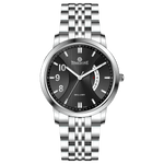 A silver TIMEZONE watch with a stainless steel band and dial surrounded by a silver case and a silver bracelet. Discover timezone watches: elegant branded wrist watches for men in pakistan.