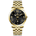 A silver-toned Timezonewatch with a gold stainless steel band and casing, featuring a analog display and a date function. Discover timezone watches: elegant branded wrist watches for men in pakistan