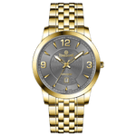 A silver-toned Timezone watch with a gold stainless steel band and casing, featuring a analog display and a date function. Discover timezone watches: elegant branded wrist watches for men in pakistan