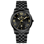 A black TIMEZONE watch with a stainless steel band and a analog display showing the time. Discover timezone watches: elegant branded wrist watches for men in pakistan