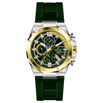 A silver and gold stainless steel watch with a black band and a analog display. Discover timezone watches: elegant branded wrist watches for men in pakistan