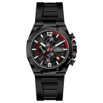 Discover timezone watches: elegant branded wrist watches for men in pakistan. A black silicone banded watch with a stainless steel case and a digital display.