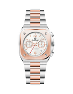 Two-tone watch with silver and rose gold band on a white background - branded wrist watch for men in pakistan