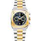 Two-tone silver and gold watch with blue dial on a white background - branded wrist watches for men in pakistan