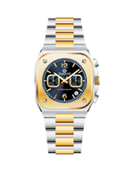Two-tone silver and gold watch with blue dial on a white background - branded wrist watches for men in pakistan