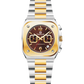 Two-tone silver and gold watch with a brown dial on a white background - branded wrist watches for men in pakistan