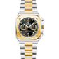 Two-tone silver and gold watch with black dial on a white background - branded wrist watches for men in pakistan