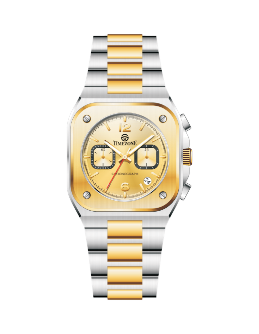Two-tone silver and gold watch with 'Timezone' branding on a white background

Branded wrist watches for men in pakistan