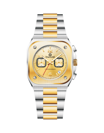 Two-tone silver and gold watch with 'Timezone' branding on a white background

Branded wrist watches for men in pakistan