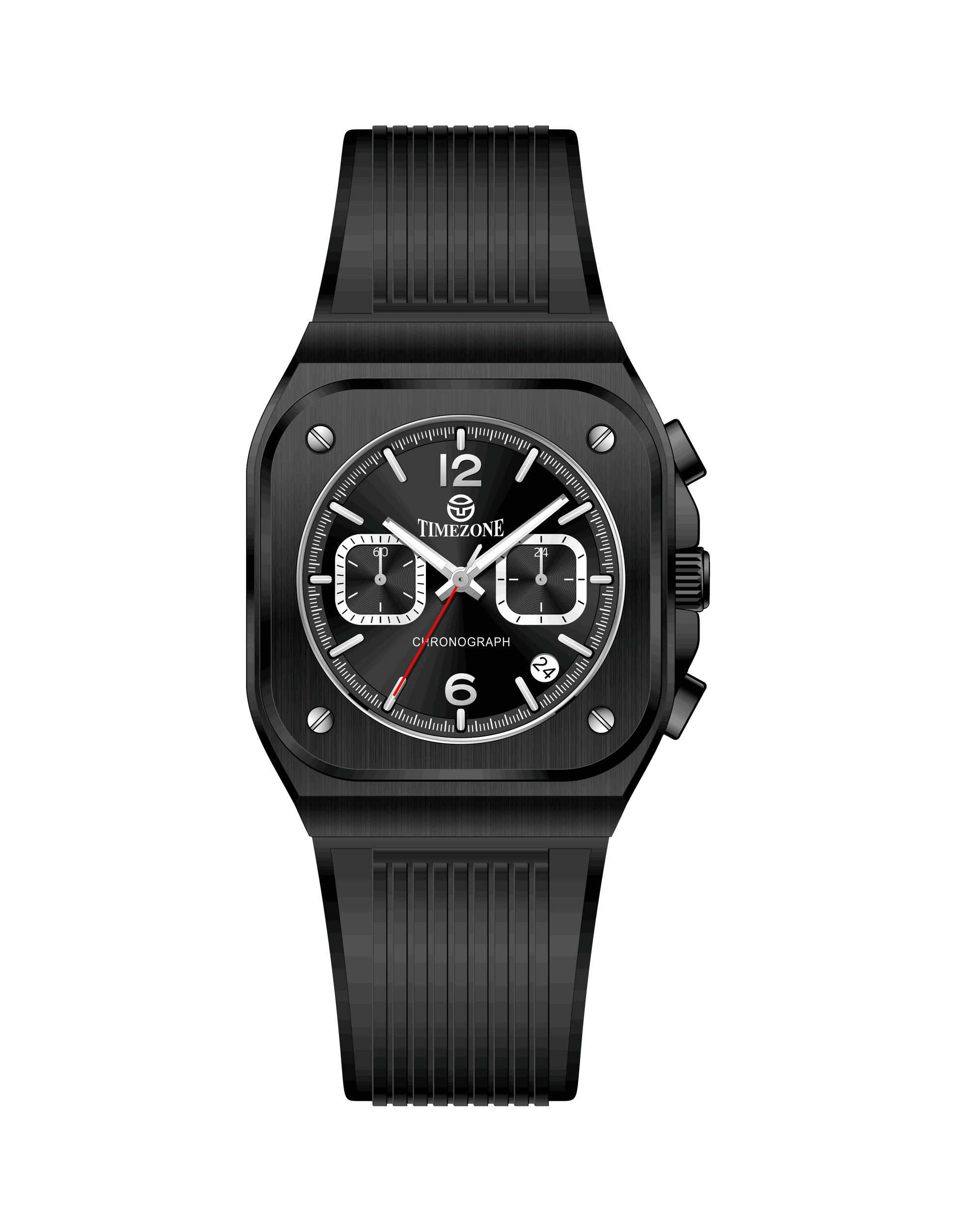 Black watch with digital and analog display on a white background - branded wrist watch for men in pakistan