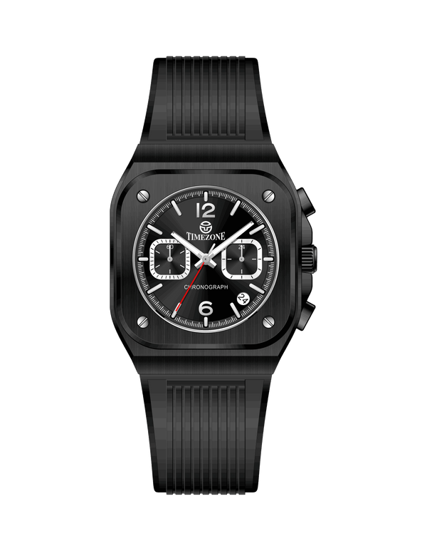 Black watch with digital and analog display on a white background - branded wrist watch for men in pakistan