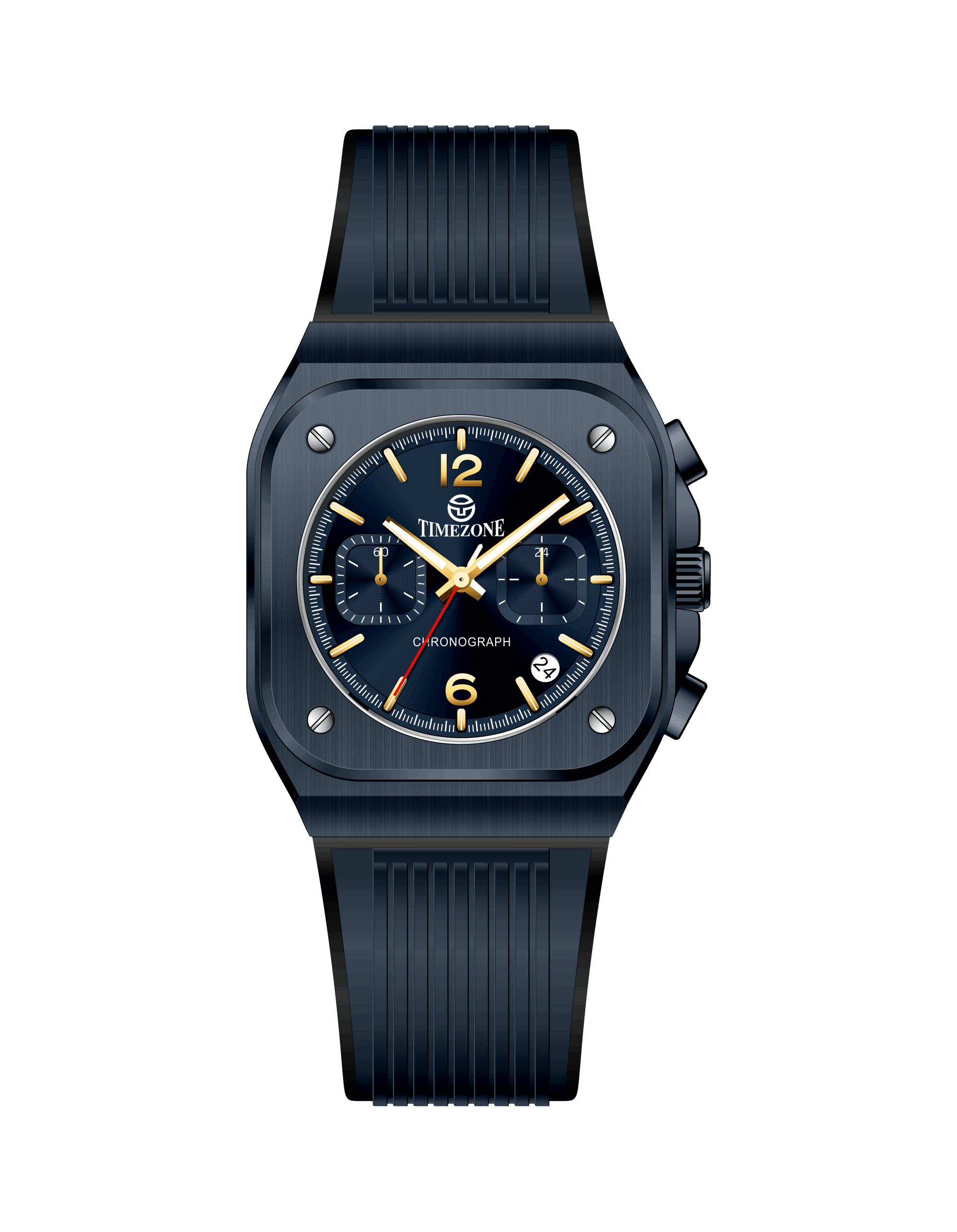 Black watch with blue face on a white background - branded wrist watch for men in pakistan