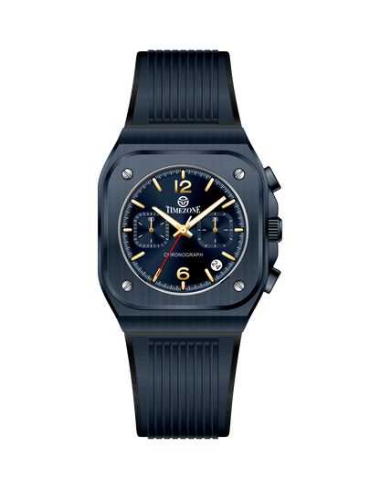 Black watch with blue face on a white background - branded wrist watch for men in pakistan
