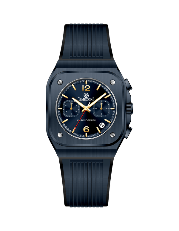 Black watch with blue face on a white background - branded wrist watch for men in pakistan