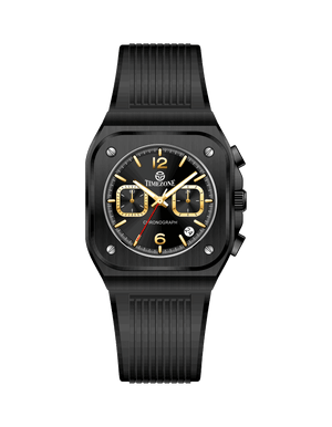 Black watch with a detailed face on a white background - branded wrist watch for men in pakistan
