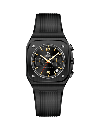 Black watch with a detailed face on a white background - branded wrist watch for men in pakistan