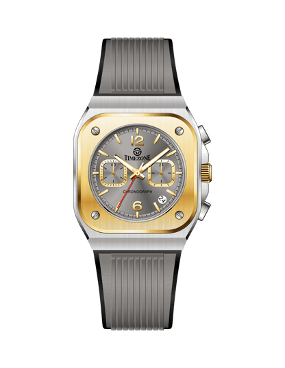 Branded wrist watch for men in pakistan with gold and silver design on a white background