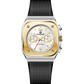 Branded wrist watch for men in pakistan with black strap and gold and silver case on a white background