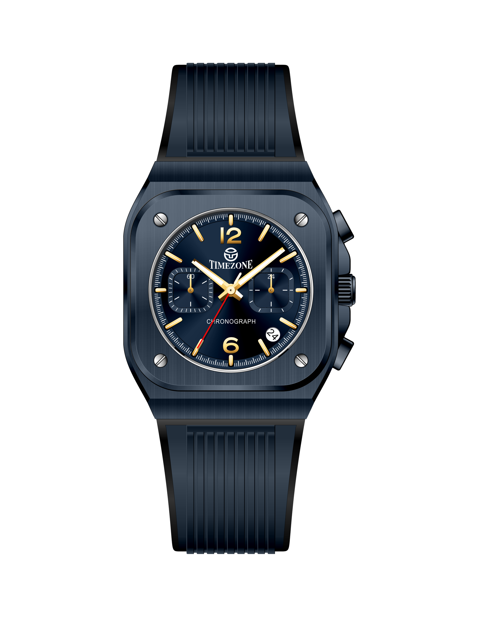 Black watch with blue face on a white background - branded wrist watch for men in pakistan