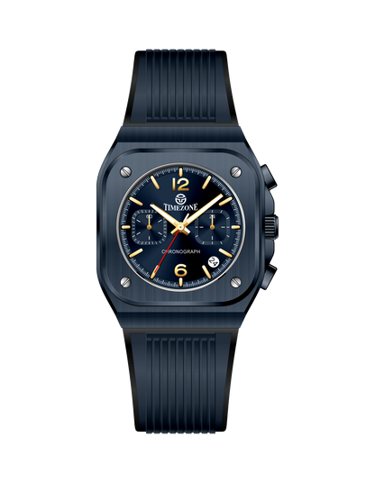 Black watch with blue face on a white background - branded wrist watch for men in pakistan