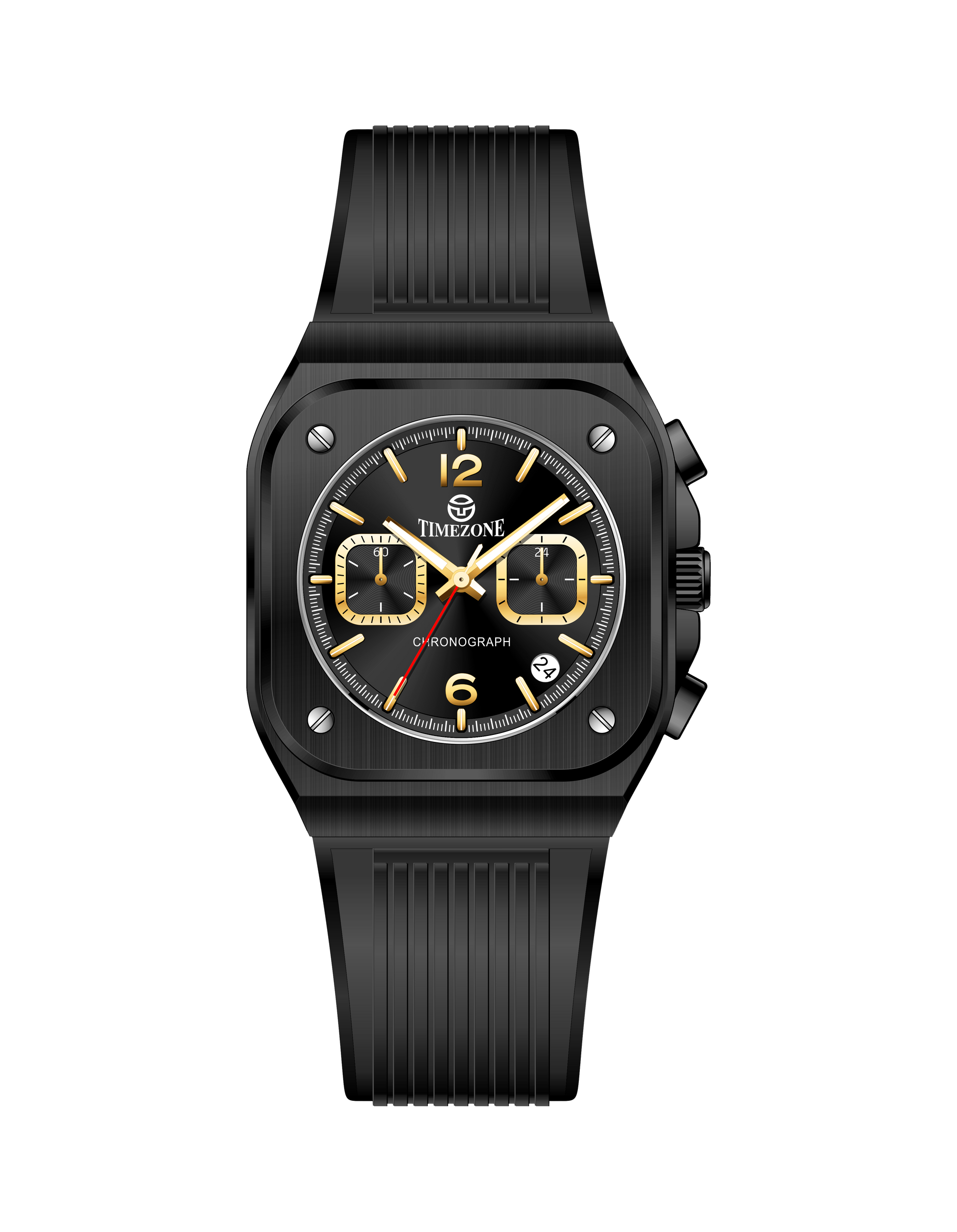 Black watch with a detailed face on a white background - branded wrist watch for men in pakistan