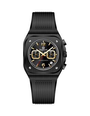 Black watch with a detailed face on a white background - branded wrist watch for men in pakistan