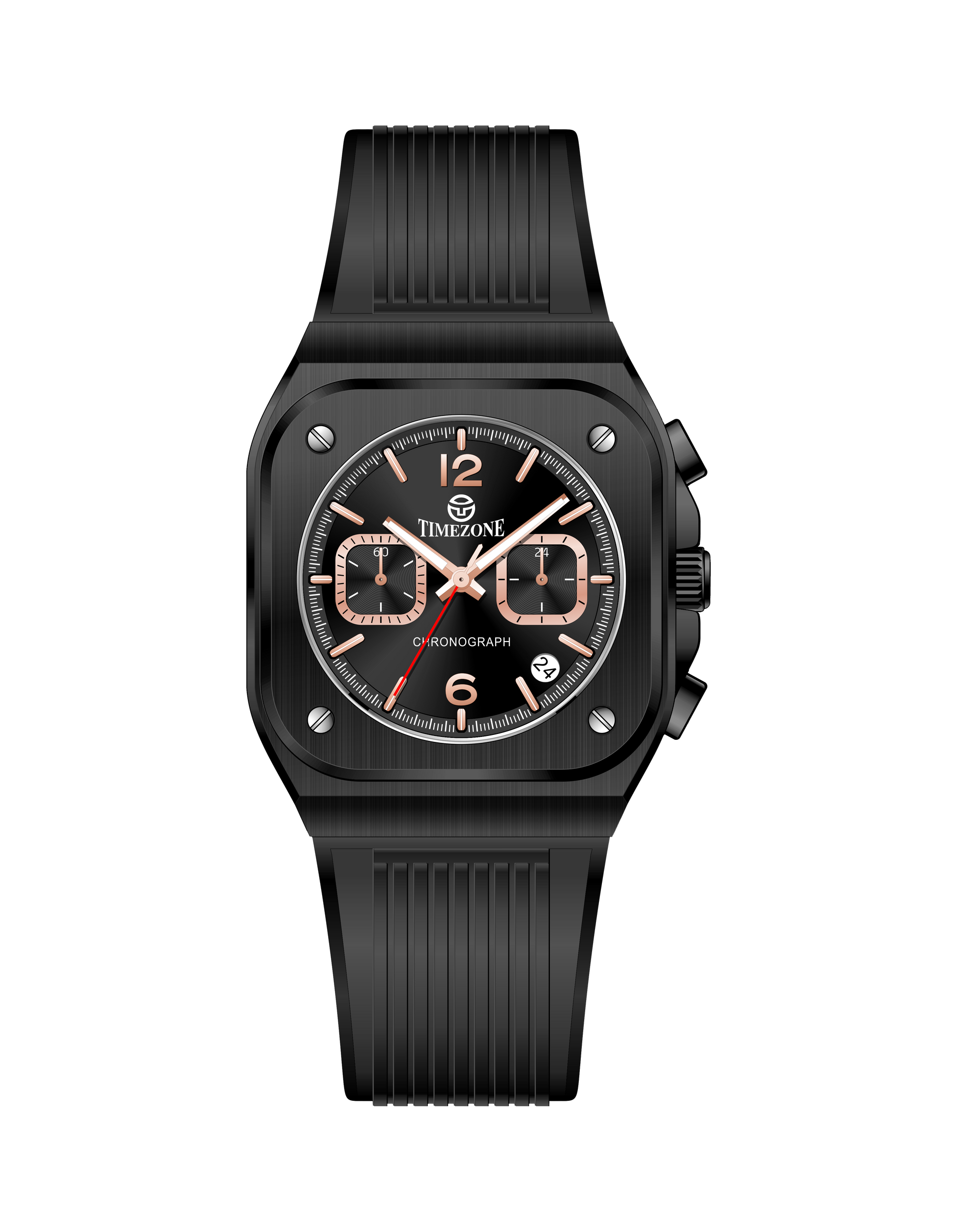 Black watch with a detailed face on a white background - branded wrist watch for men in pakistan