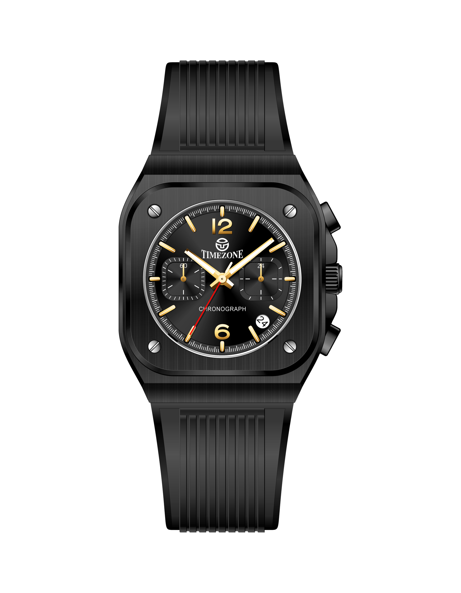Black watch with a detailed face on a white background - branded wrist watch for men in pakistan