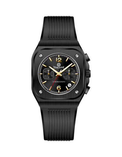 Black watch with a detailed face on a white background - branded wrist watch for men in pakistan