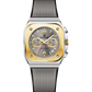 Branded wrist watch for men in pakistan with gold and silver design on a white background