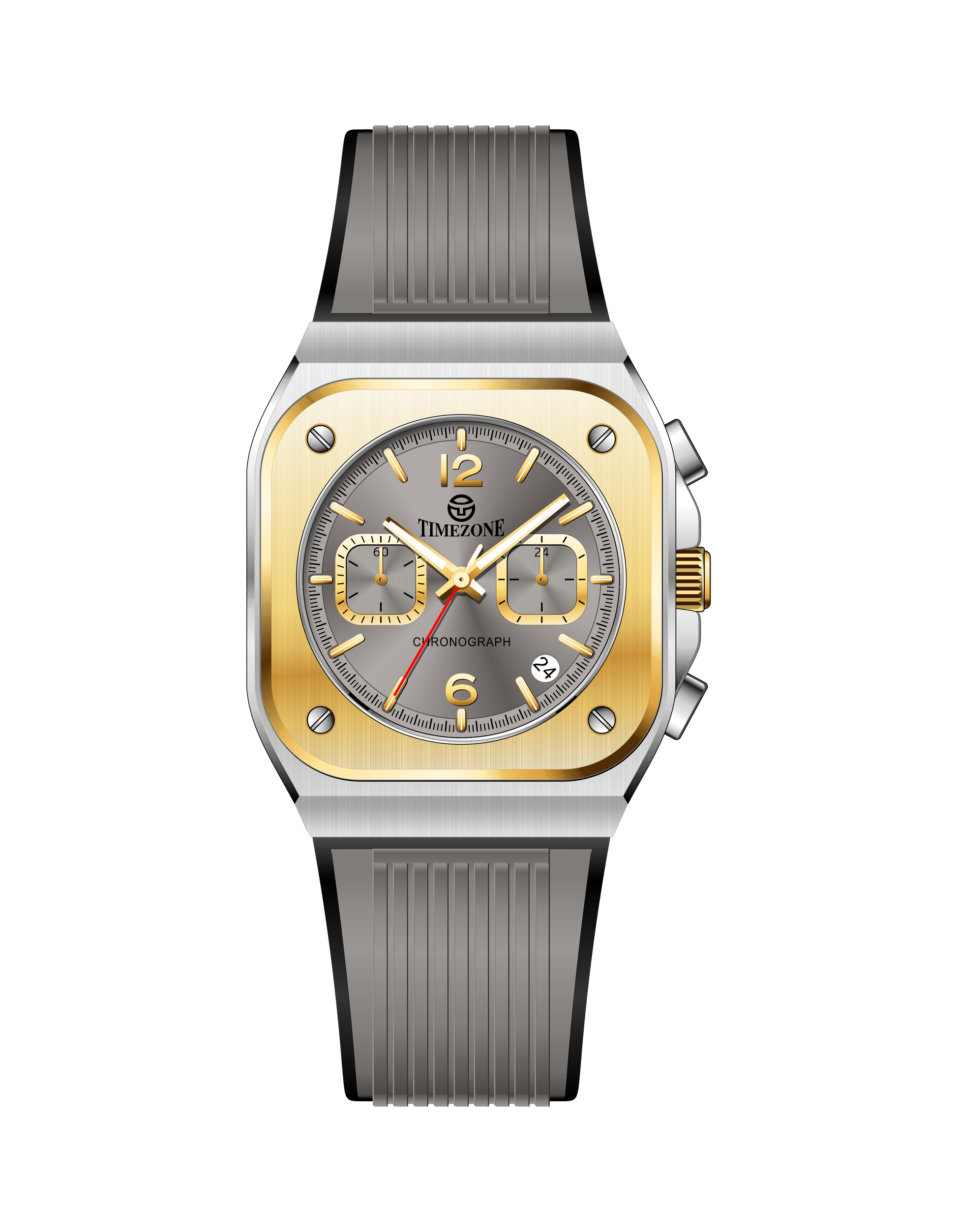 Branded wrist watch for men in pakistan with gold and silver design on a white background