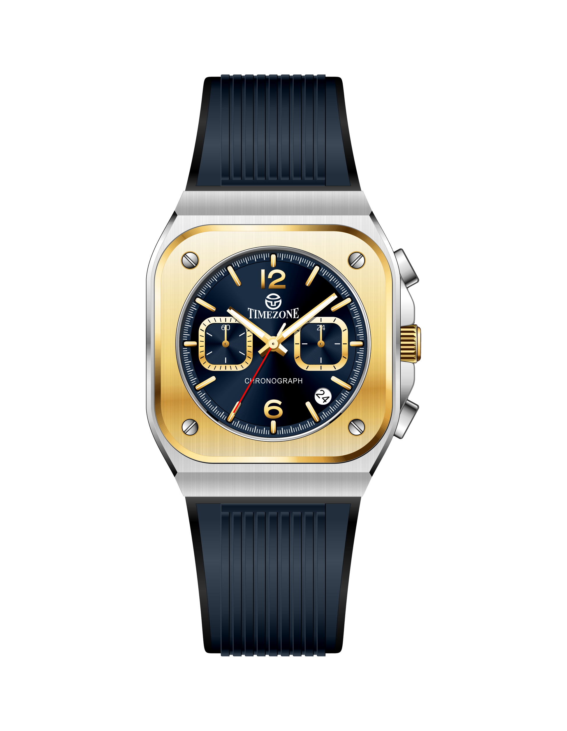 Branded wrist watch for men in pakistan with gold and black design on a white background