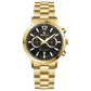 Branded wrist watch for men in pakistan. A gold-colored stainless steel watch with a chronograph function and a band material of the same material.