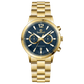 Branded wrist watch for men in pakistan. A gold-colored stainless steel watch with a chronograph function and a band material of the same material.