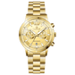 Branded wrist watch for men in pakistan. A gold-colored stainless steel watch with a chronograph function and a band material of the same material.