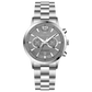 Branded wrist watch for men in pakistan. A stainless steel Tzumiyama watch with a silver dial, chronograph features, and a stainless steel band.