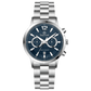 Branded wrist watch for men in pakistan. A stainless steel Tzumiyama watch with a silver dial, chronograph features, and a stainless steel band.