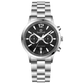 Branded wrist watch for men in pakistan. A stainless steel Tzumiyama watch with a silver dial, chronograph features, and a stainless steel band.