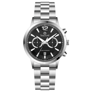 Branded wrist watch for men in pakistan. A stainless steel Tzumiyama watch with a silver dial, chronograph features, and a stainless steel band.