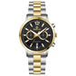 Branded wrist watch for men in pakistan. A silver and gold Monarch Chrono watch with a two-tone stainless steel band and a round dial.